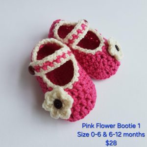 Pink Flower Bootie 1